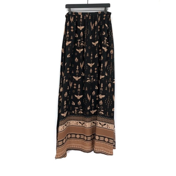 SPELL & The Gypsy Phoenix Mustang Print Maxi Skirt Black Cream L - Picture 1 of 12